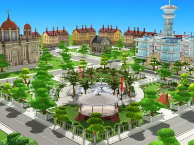 Urban City Low-poly 3D model