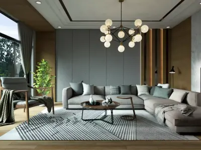 Living Space - SketchUp V-ray  3D model