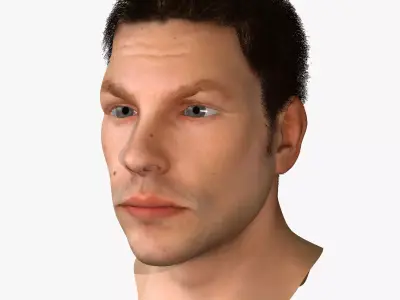 White Male Face Unrigged 3D model