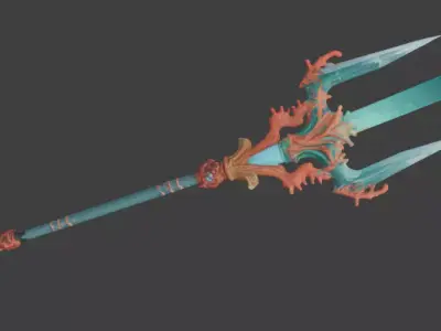 Legendary Trident of Atlantis 3D Model V02 Low-poly 3D model