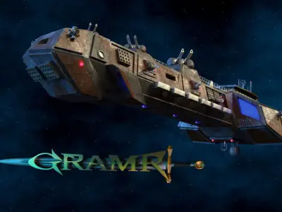Space battleship Gramr Low-poly 3D model