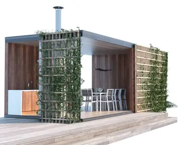 Furnished pergola 3d model Low-poly 3D model