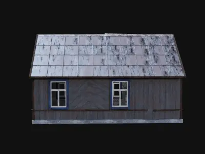 SOVIET RUSSIAN EUROPEAN HOUSES BUILDING HUT WOODEN OLD RUINED Low-poly 3D model