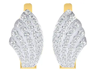 Light Weight Yellow Gold Diamond Earring  -EZ BI-2 3D print model