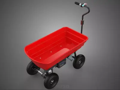 POWERED ELECTRIC CART UTILITY TROLLEY WAGON TRAILER WHEELBARROW 3D model