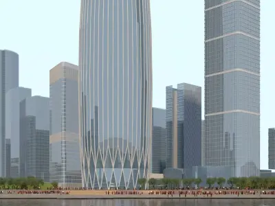 Shenzhen city Bay Architecture Low-poly 3D model