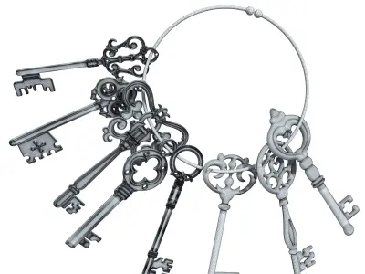 Vintage key ring 03 3D model