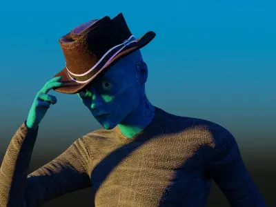 Cowboy Alien Low-poly 3D model