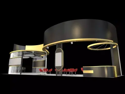 exhibition stall design 1 side open Low-poly 3D model Low-poly 3D model