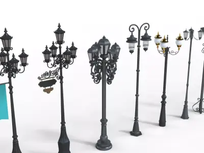 Garden Pole Light Collection 3d models 3D model