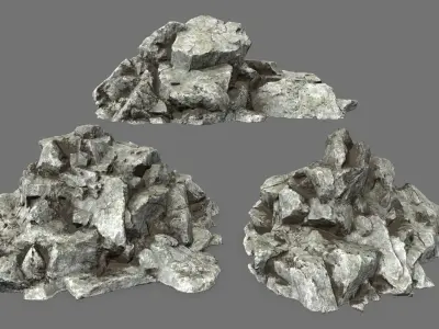 Rock Set Low-poly 3D model
