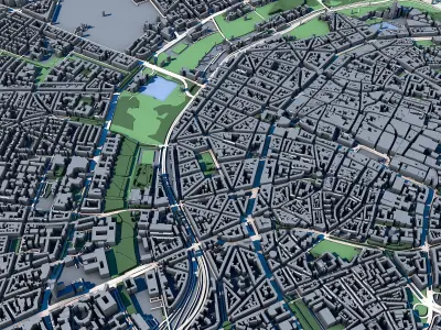 Cologne Cityscape Cologne Cathedral Rhine River German Landscape 3D model