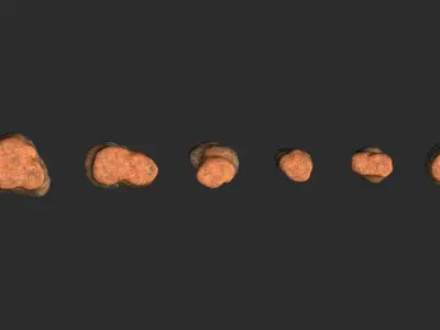 Short Flat Rocks - Red Dust Low-poly 3D model
