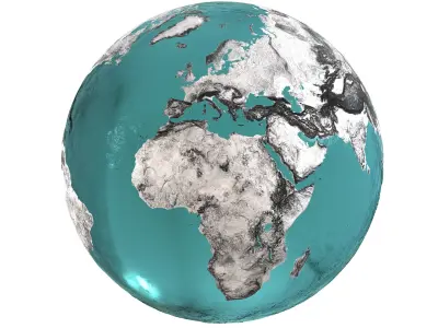 Earth Water 3D Globe Contours Full  Low-poly 3D model