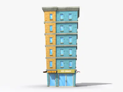 Cartoon Building x29 Low-poly 3D model