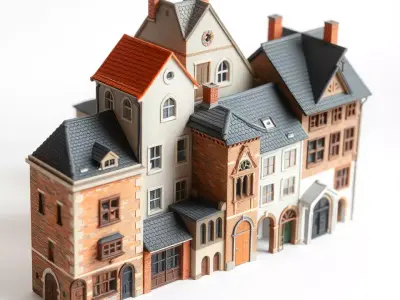 Charming Brick Facade model pack Low-poly 3D model