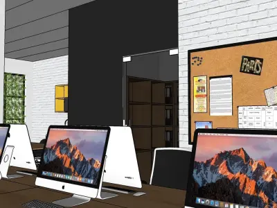 Industrial Style Office Interior Layout 3D model