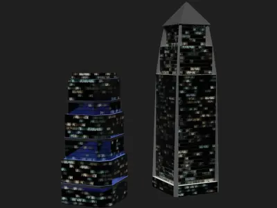 SKYSCRAPERS NIGHT MODE PACK - LOWPOLY PBR MODEL  Low-poly 3D model