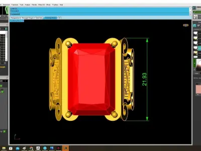 Vintage Architectural Emerald Men Ring  3968 3D print model