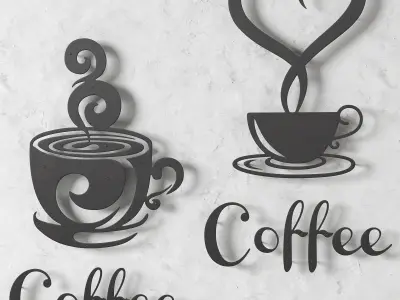 Coffee sign iron Low-poly 3D model