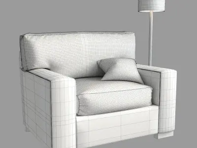 Comfort Square Arm Upholstered Twin Armchair Sleeper 3D model