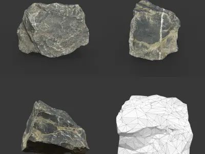 Gray Sharp Rock 220801 Photogrammetry - Ultra HD 16K Textures Low-poly 3D model