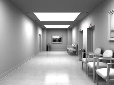 Hallway With Elevators White 3D model