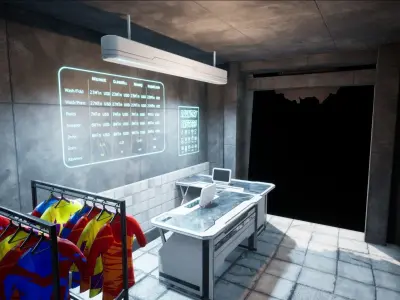 Cyberpunk Laundry Room Props Interior Game-Ready Low-poly 3D model