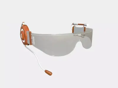 SciFi Glasses D06 White Wood - Character Design Fashion Low-poly 3D model