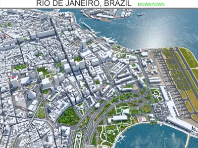 Rio De Janeiro Downtown in Brazil Low-poly 3D model