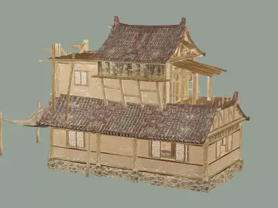 Japan Asian Medieval Hut B House 3D Model Low-poly 3D model