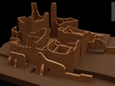 Al-Turaif UNESCO world heritage -DESTROYED Low-poly 3D model