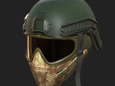Helmet mask millitary combat soldier armor scifi fantasy  Low-poly 3D model