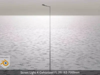 Street Light 4 Galvanized F1 M1 K0 7000mm  Low-poly 3D model