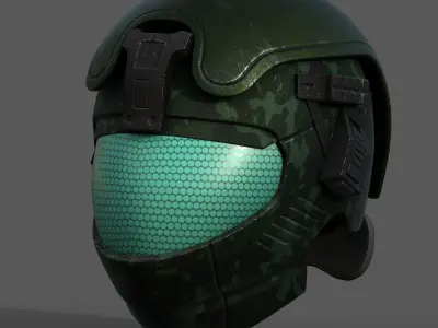 Helmet scifi military combat 3d model low poly  Low-poly 3D model