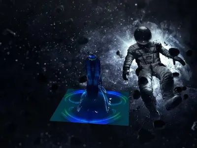 Alien astronaut in space with light Free 3D model