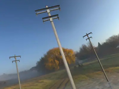 Wooden Electricity Pole without Ladder - Object 024 Low-poly 3D model