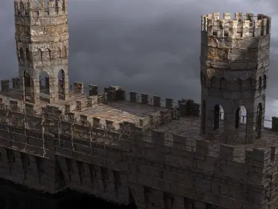 English Norfolk Fort walls Tower bridge 2 3D model