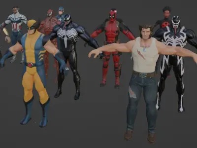 Super Hero Package Fortnite Skins Low-poly 3D model