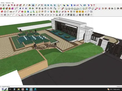 Gate house landscape 3d model 3D model