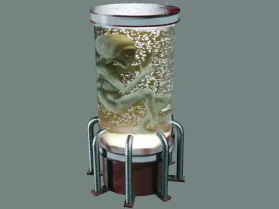 Alien Incubator with Bubbles Rising 3D model