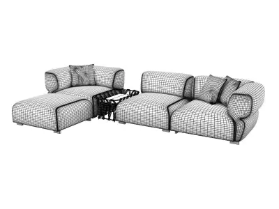 Butterfly modern sectional sofa 3D model