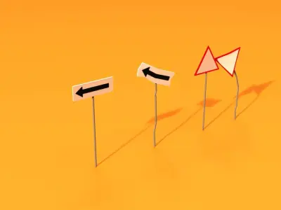 Post Apocalyptic Road Signs Low-poly 3D model