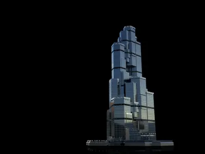 Futuristic Future Modern City Building Skyscraper 04 Low-poly 3D model