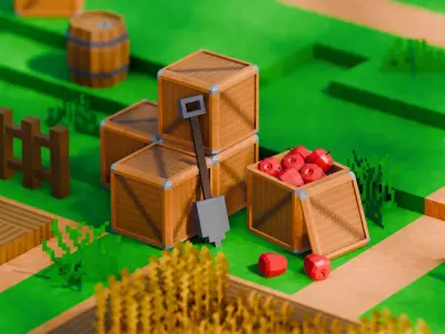 Pixel Farm - Modular Asset Pack Low-poly 3D model