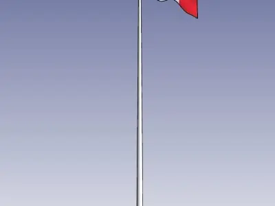 France flag - pole height 15 meters 3D model