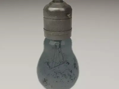Vintage incandescent lightbulb and holder Low-poly 3D model