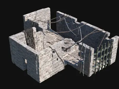 SACRIFICE ALTAR JUNGLE TRIBAL CULT PLACES ROCK CONSTRUCTIONS Low-poly 3D model