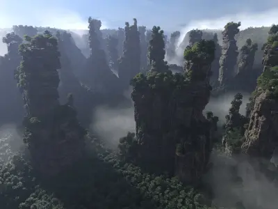 Realistic topography of Zhangjiajie-tianzi-mountain 3D model