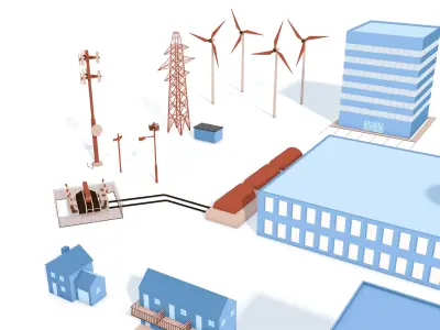 Cartoon City Buildings Kitbash - simple polygons 3D model